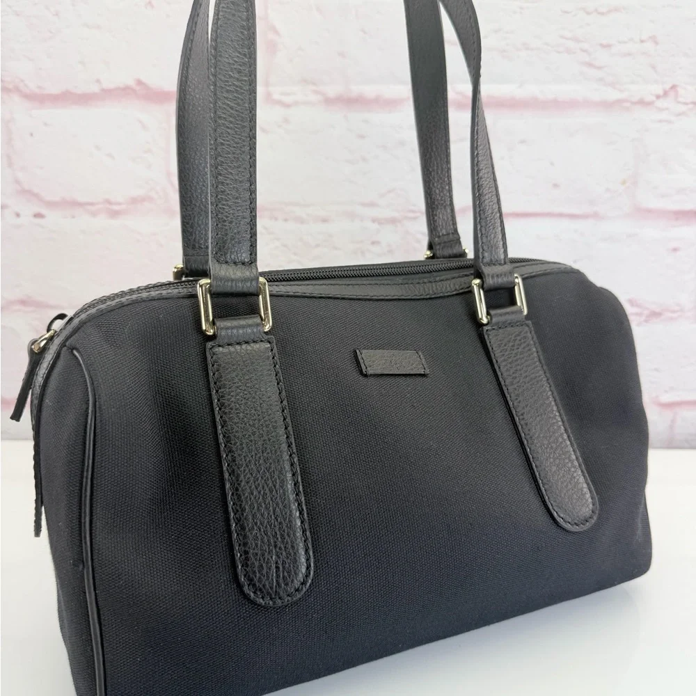 Gucci Black Canvas Top Handle Boston Bag - Picture 2 of 13